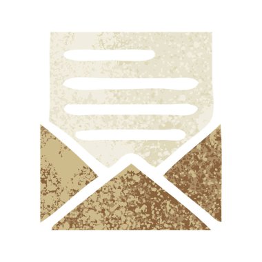 Retro illüstrasyon tarzı çizgi film mektup ve zarf