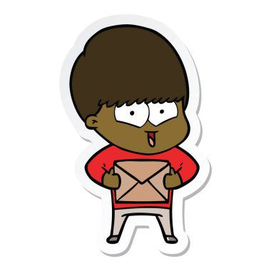 etiket bir karikatür mutlu çocuk