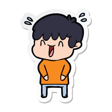 etiket bir karikatür gülen çocuk