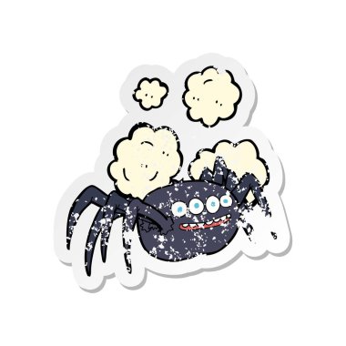 bir çizgi film ürkütücü örümcek Retro sıkıntılı etiket