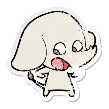 sevimli çizgi fil sıkıntılı etiket