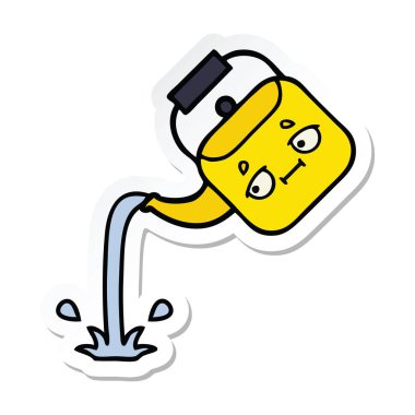 su ısıtıcısı dökülen bir sevimli çizgi etiket