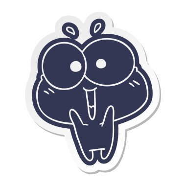 çizgi film etiketi kawaii sevimli kurbağa heyecanlı