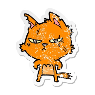 bir zor karikatür kedi sıkıntılı etiket