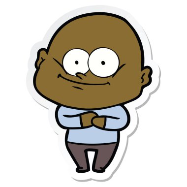 etiket bakarak bir karikatür kel adam