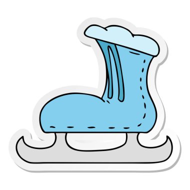 elle çizilmiş etiket karikatür doodle bir buz pateni önyükleme