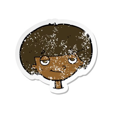 bir çizgi film kendini beğenmiş yakışıklı çocuk Retro sıkıntılı etiket