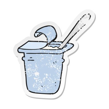 bir çizgi film yoğurt Retro sıkıntılı etiket