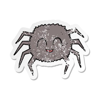 bir çizgi film örümcek Retro sıkıntılı etiket