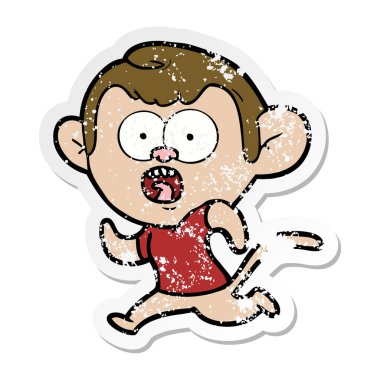 maymun çalıştıran bir karikatür sıkıntılı etiket