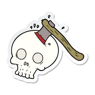 etiket kafatasındaki bir karikatür balta