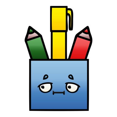 Degrade gölgeli karikatür kalem pot