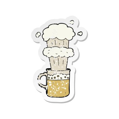 bir çizgi film bira Retro sıkıntılı etiket