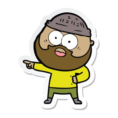 etiket bir karikatür sakallı adamın