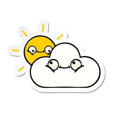 etiket bulutu ve sevimli çizgi güneş