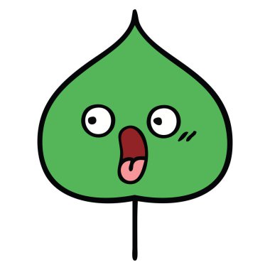 sevimli çizgi ekspresiyon yaprak