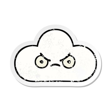 sevimli çizgi beyaz bulut sıkıntılı etiket