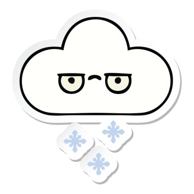 sevimli çizgi kar bulut etiket