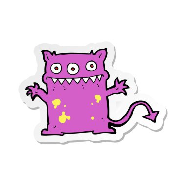 etiket bir karikatür küçük canavar