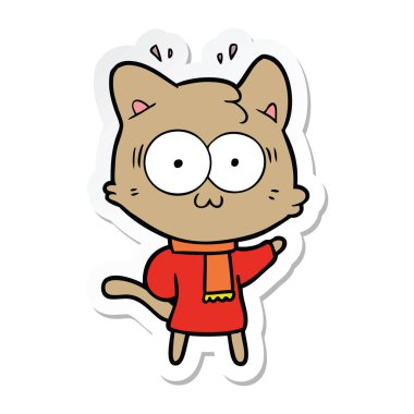 etiket bir karikatür kedi sıcak kış giyim eşyası şaşırttı