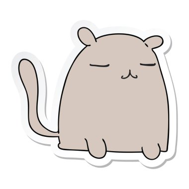 ilginç bir el etiket karikatür kedi çizilmiş