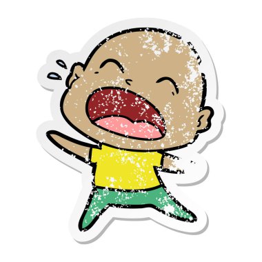 kel adam bağıran bir karikatür sıkıntılı etiket