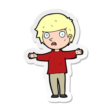 bir çizgi film endişeli çocuk etiket