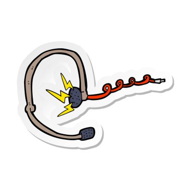 bir çizgi film çağrı merkezi kulaklık etiket