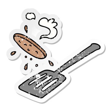 sıkıntılı etiket karikatür doodle saygısız bir burger