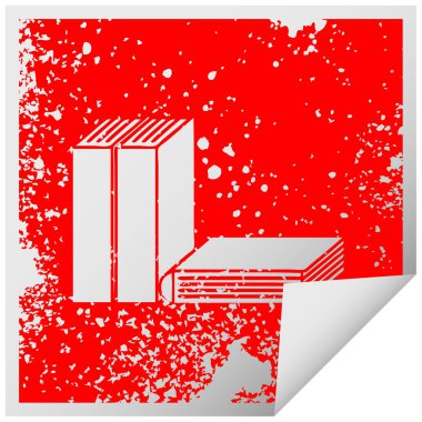 sıkıntılı kare peeling etiket sembolü bir kitap