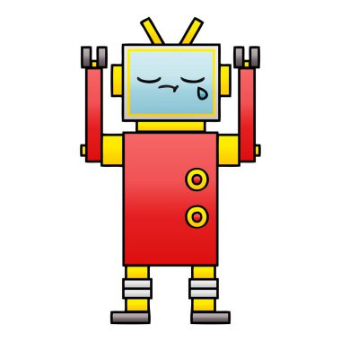 ağlayan bir robot degrade gölgeli çizgi film