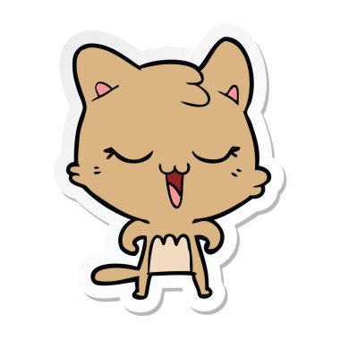 etiket bir mutlu karikatür kedi