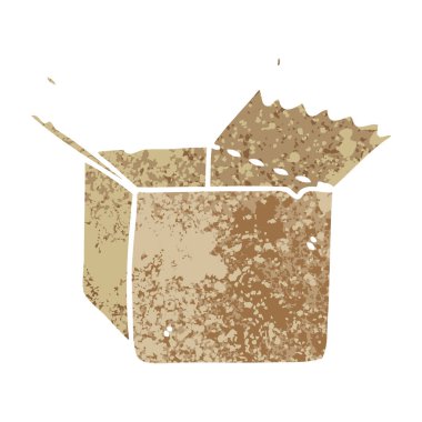 Retro illüstrasyon stil ilginç çizgi film aç kutusu