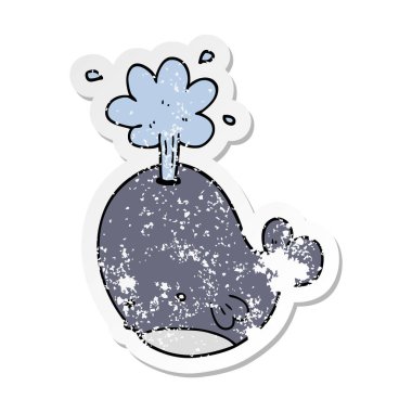 bir çizgi film spouting balinanın sıkıntılı etiket