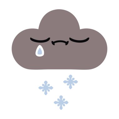 düz renk retro karikatür bir fırtına kar bulut