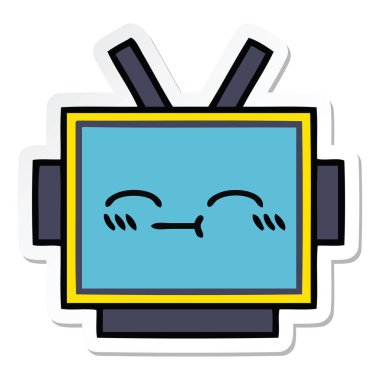 etiket sevimli çizgi robot baş