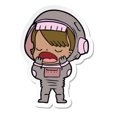 esneme bir karikatür konuşan astronotun etiket