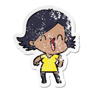 bir karikatür mutlu kadın sıkıntılı etiket