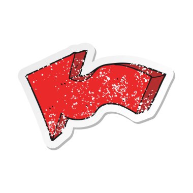 Retro etiket bir karikatür işaret eden ok sıkıntılı