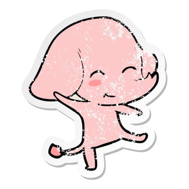 sıkıntılı etiket dans bir sevimli çizgi fil