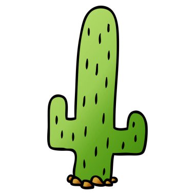 Degrade çizgi film bir kaktüs doodle 