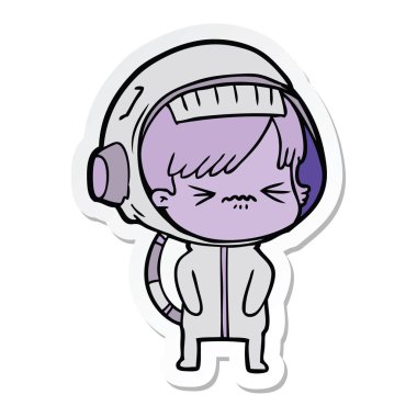 bir çizgi film astronot kadının etiket