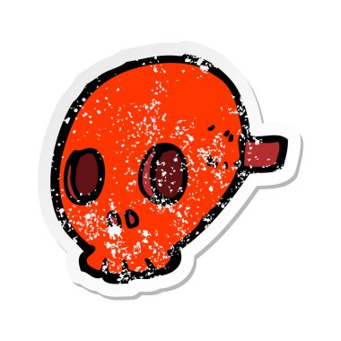 Retro sıkıntılı etiket bir karikatür kafatası maskesi