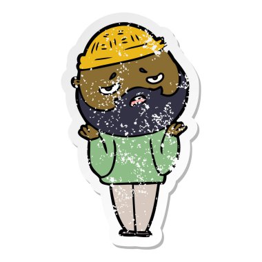 sakallı bir karikatür sıkıntılı etiket endişeli