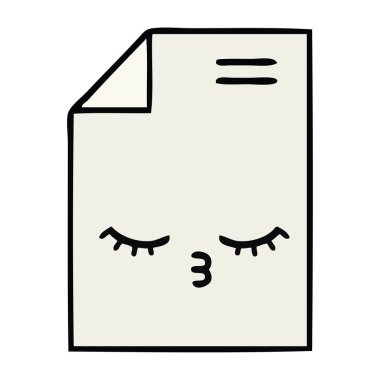 bir yaprak kağıda sevimli çizgi 