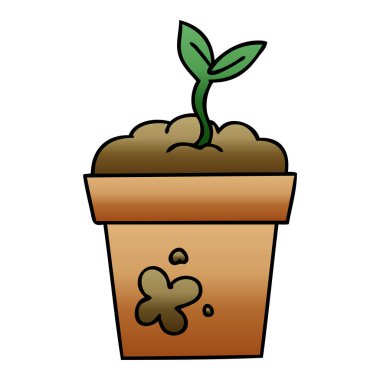 ilginç degrade gölgeli karikatür fide