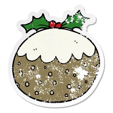 bir karikatür Noel pudingi sıkıntılı etiket
