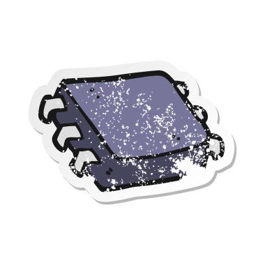 bir çizgi film bilgisayar çipi Retro sıkıntılı etiket