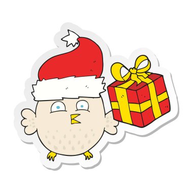 etiket bir karikatür Noel baykuş