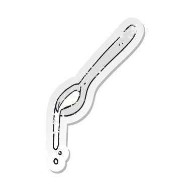 bir çizgi film kaşık Retro sıkıntılı etiket